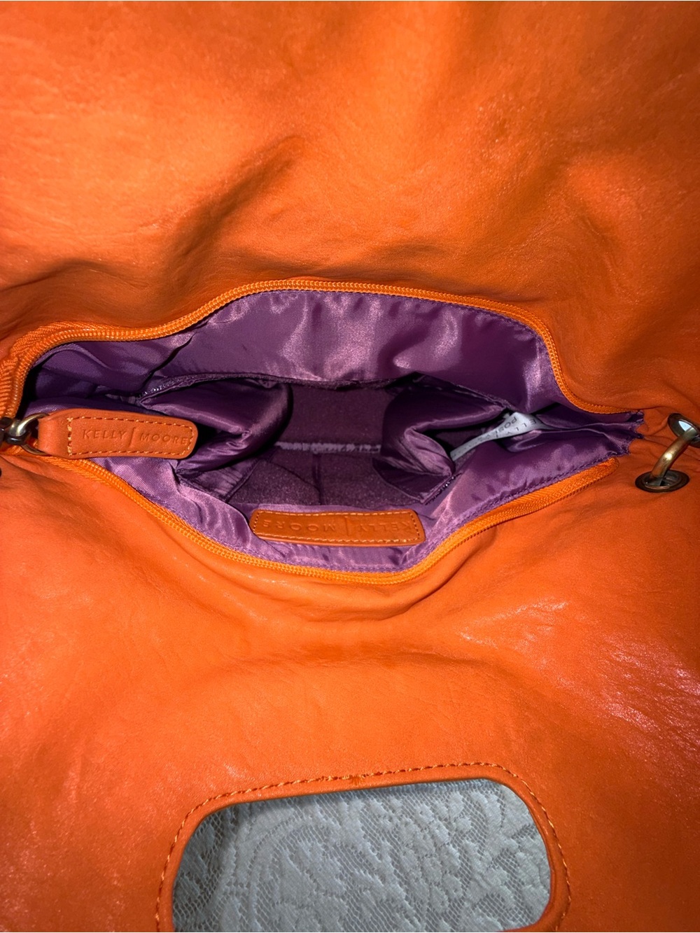 Kelly Moore Orange Vegan Leather Convertible Crossbody Shoulder Camera Bag Purse - Picture 5 of 13